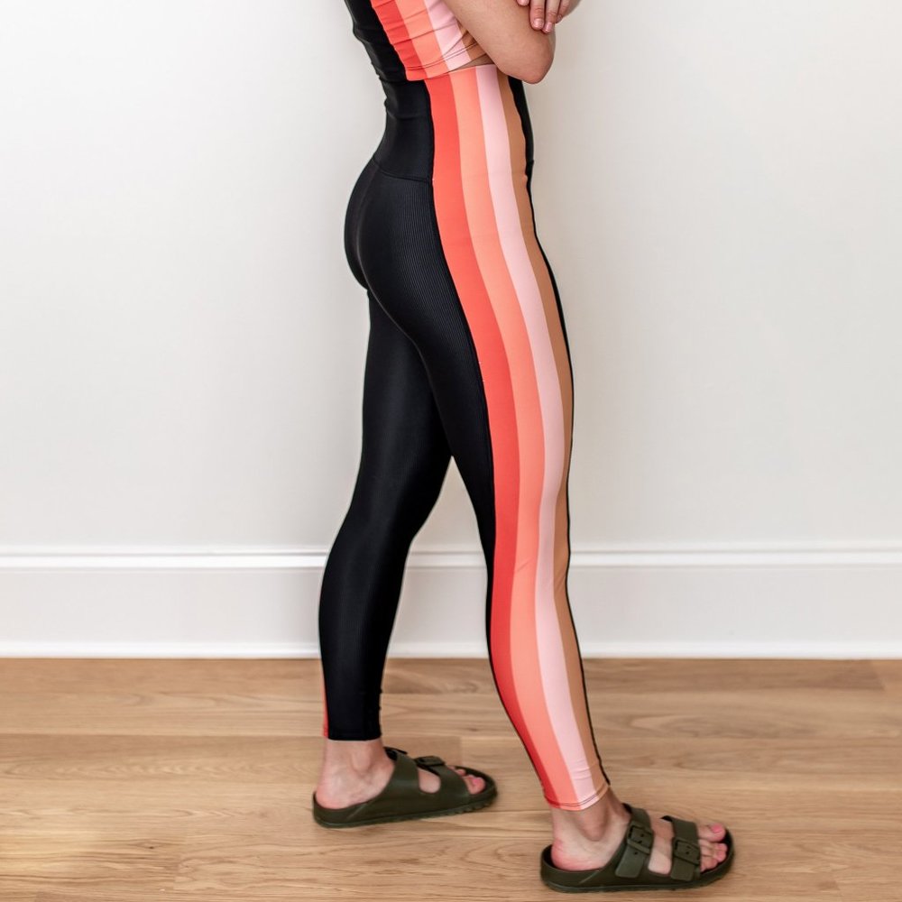 Beach Riot Megan Legging Coral Stripe